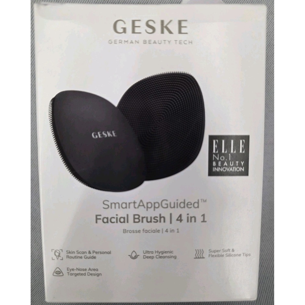 New GESKE 4-in-1 Black Facial Brush SmartAppGuided Cleaner Massager GK000125GY01